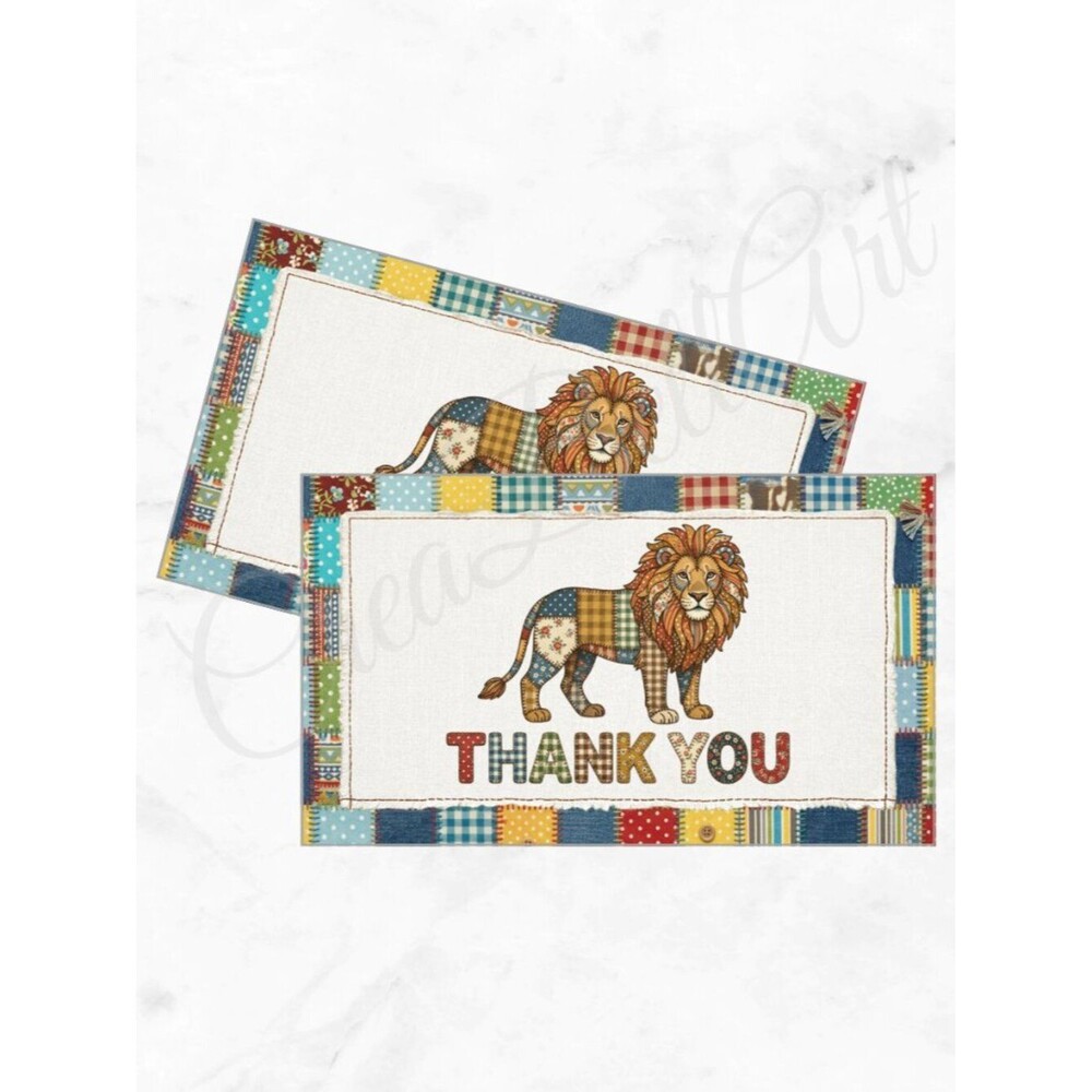 60 Patchwork Cards Lion Design Thank You Cards